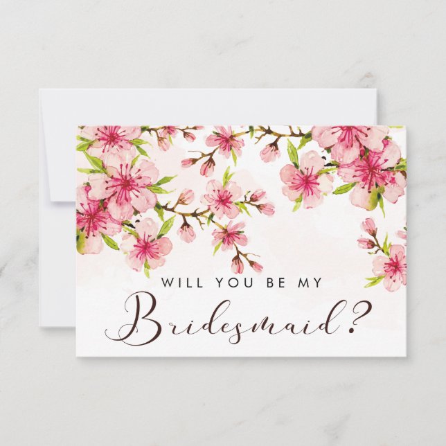 Elegant Cherry Blossom Bridesmaid Proposal (Front)