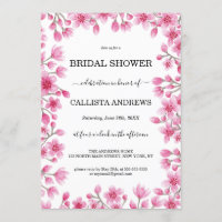 Elegant Cherry Blossom Floral Border Bridal Shower