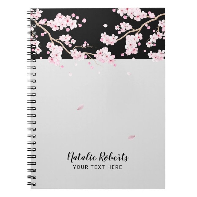 Elegant Cherry Blossom Floral Notebook (Front)