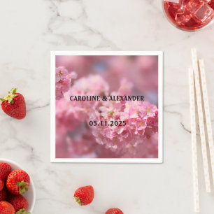 Elegant Cherry Blossom Floral Photography Wedding Napkin