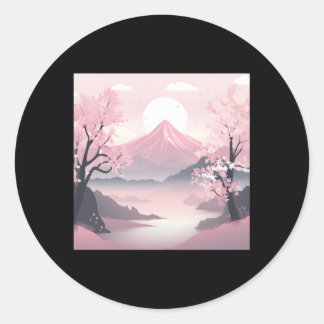 Elegant Cherry Blossom Path Soft K Pastel Painting Classic Round Sticker