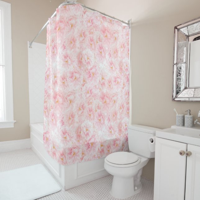 Elegant Cherry Blossom Pattern Design  Shower Curtain (In Situ)