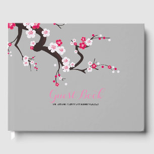 Elegant Cherry Blossom Pink  floral  Wedding guest Book