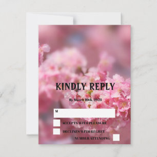Elegant Cherry Blossom Sakura Floral Wedding RSVP Card