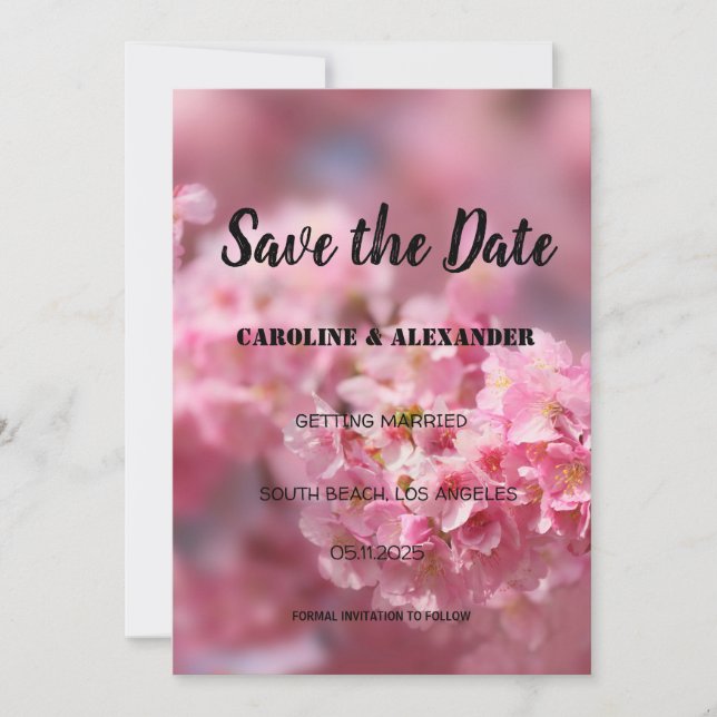 Elegant Cherry blossom Sakura Floral Wedding Save The Date (Front)