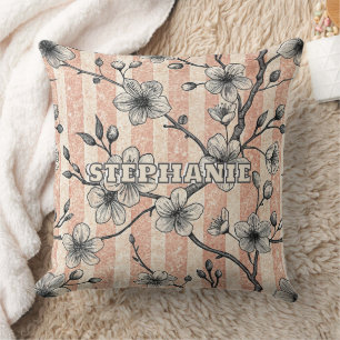Elegant Cherry Blossom Sakura - Pink & White Cushion