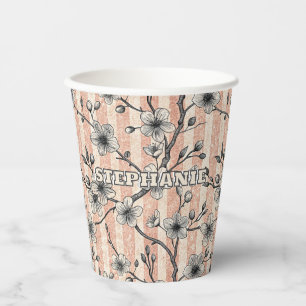 Elegant Cherry Blossom Sakura - Pink & White Paper Cups