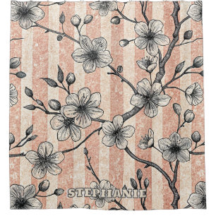 Elegant Cherry Blossom Sakura - Pink & White Shower Curtain
