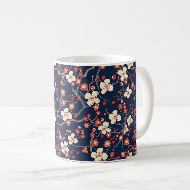 Elegant Cherry Blossom Seamless Pattern (10) Coffee Mug (Front Right)