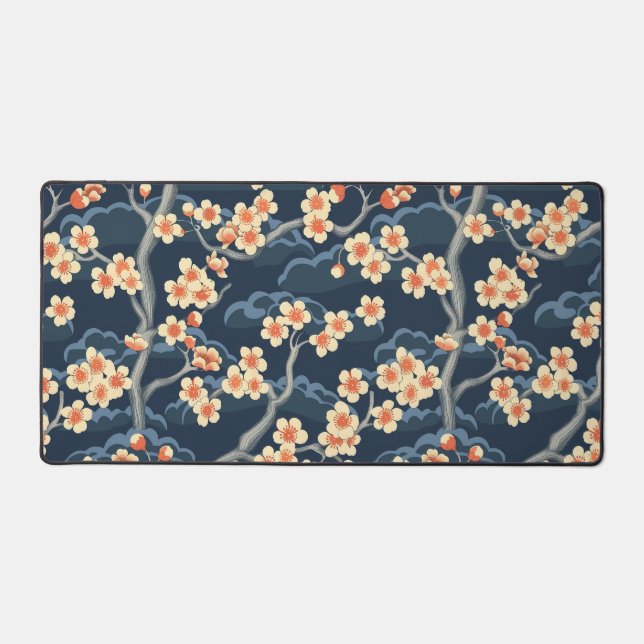 Elegant Cherry Blossom Seamless Pattern (11) Desk Mat (Front)