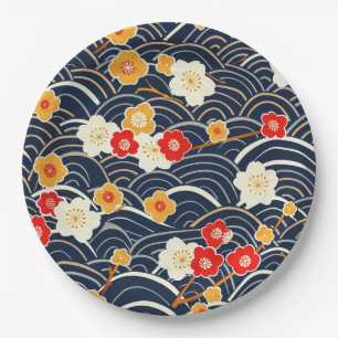 Elegant Cherry Blossom Seamless Pattern (12) Paper Plate
