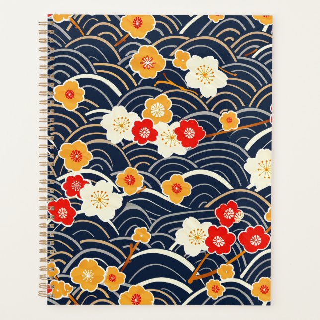 Elegant Cherry Blossom Seamless Pattern (12) Planner (Front)