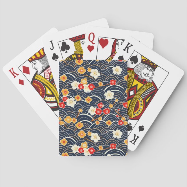 Elegant Cherry Blossom Seamless Pattern (12) Playing Cards (Back)