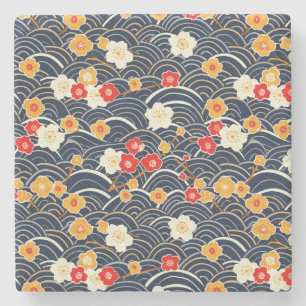 Elegant Cherry Blossom Seamless Pattern (12) Stone Coaster