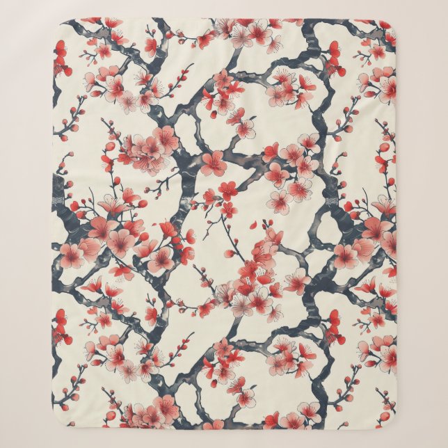 Elegant Cherry Blossom Seamless Pattern (13) Sherpa Blanket (Front)
