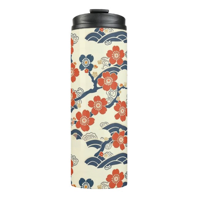 Elegant Cherry Blossom Seamless Pattern (14) Thermal Tumbler (Front)