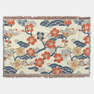 Elegant Cherry Blossom Seamless Pattern (14) Throw Blanket