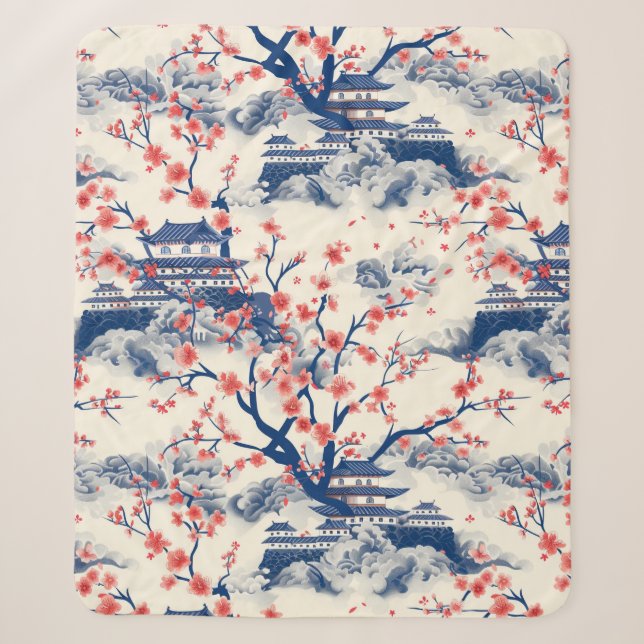 Elegant Cherry Blossom Seamless Pattern (15) Sherpa Blanket (Front)