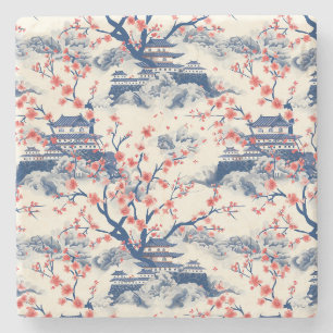 Elegant Cherry Blossom Seamless Pattern (15) Stone Coaster