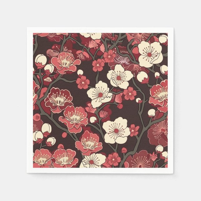 Elegant Cherry Blossom Seamless Pattern (16) Napkin (Front)