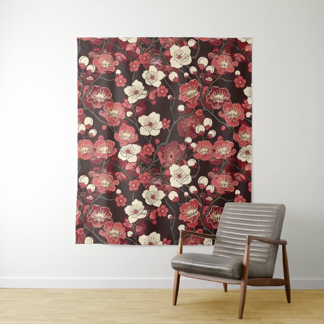 Elegant Cherry Blossom Seamless Pattern (16) Tapestry (In Situ)