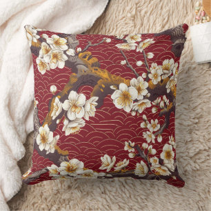 Elegant Cherry Blossom Seamless Pattern (17) Cushion