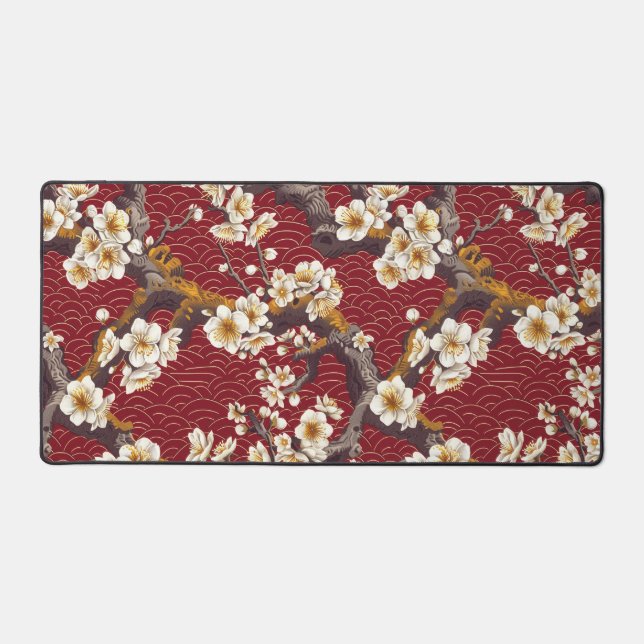 Elegant Cherry Blossom Seamless Pattern (17) Desk Mat (Front)