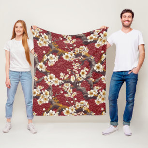 Elegant Cherry Blossom Seamless Pattern (17) Fleece Blanket