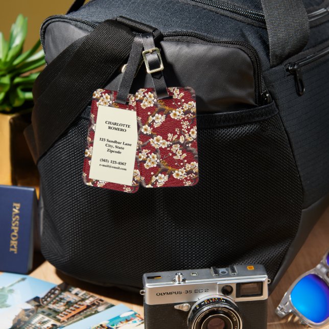 Elegant Cherry Blossom Seamless Pattern (17) Luggage Tag (Front & Back)