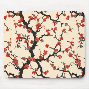 Elegant Cherry Blossom Seamless Pattern (1) Mouse Pad