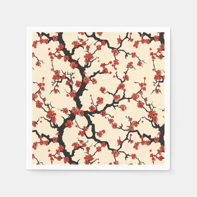 Elegant Cherry Blossom Seamless Pattern (1) Napkin (Front)