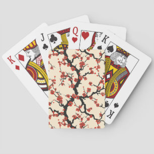 Elegant Cherry Blossom Seamless Pattern (1) Playing Cards