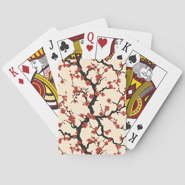 Elegant Cherry Blossom Seamless Pattern (1) Playing Cards (Back)