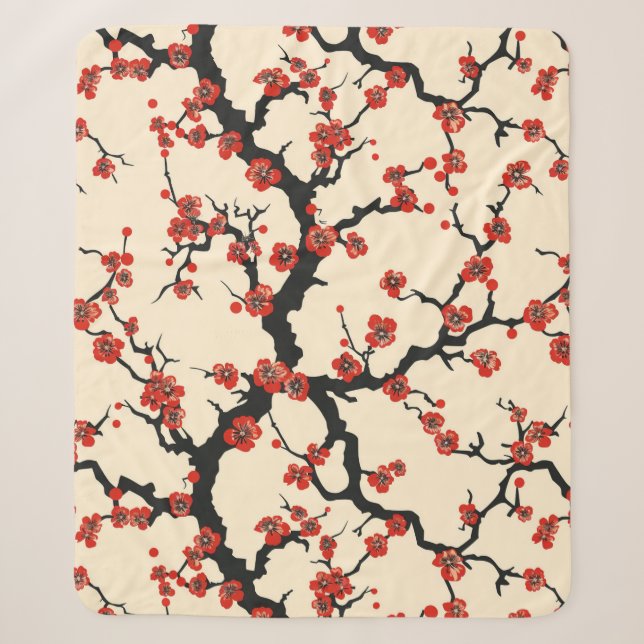 Elegant Cherry Blossom Seamless Pattern (1) Sherpa Blanket (Front)