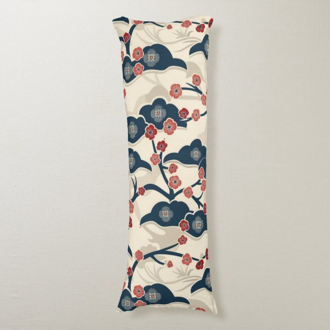 Elegant Cherry Blossom Seamless Pattern (2) Body Cushion (Front Vertical)