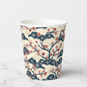 Elegant Cherry Blossom Seamless Pattern (2) Paper Cups
