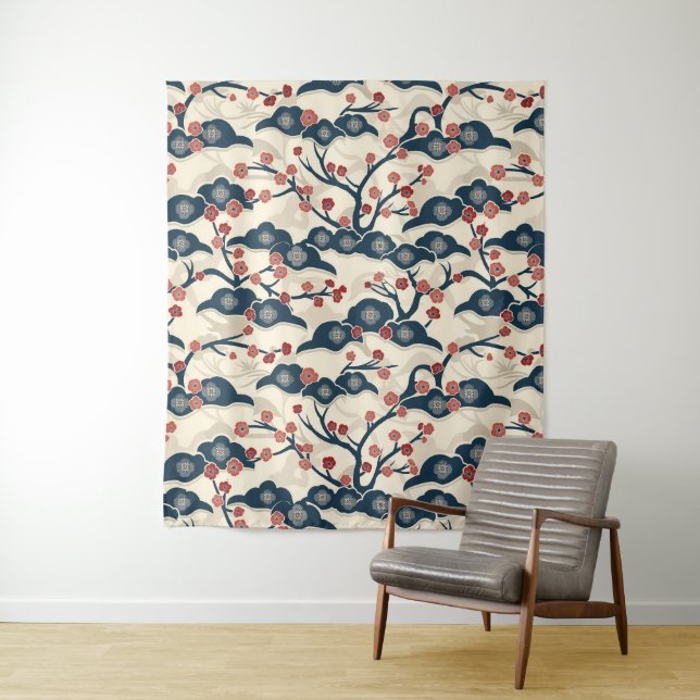 Elegant Cherry Blossom Seamless Pattern (2) Tapestry (In Situ)