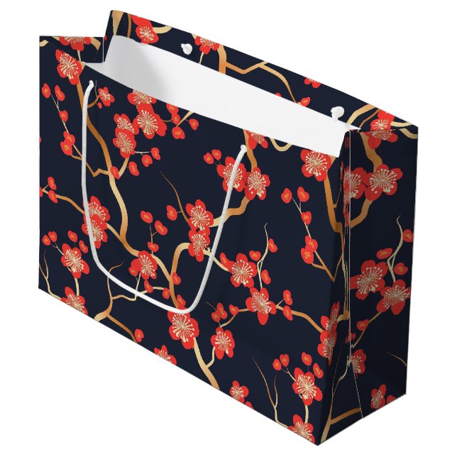Elegant Cherry Blossom Seamless Pattern (3) Large Gift Bag (Front Angled)