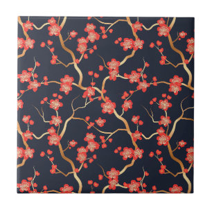 Elegant Cherry Blossom Seamless Pattern (3) Tile