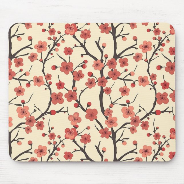 Elegant Cherry Blossom Seamless Pattern (4) Mouse Pad (Front)