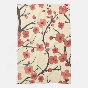 Elegant Cherry Blossom Seamless Pattern (4) Tea Towel