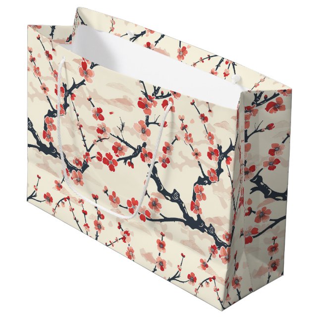 Elegant Cherry Blossom Seamless Pattern (5) Large Gift Bag (Front Angled)