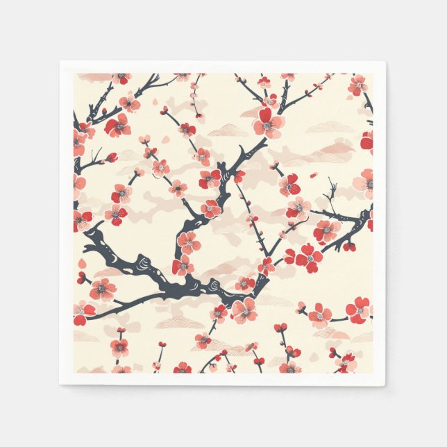 Elegant Cherry Blossom Seamless Pattern (5) Napkin (Front)