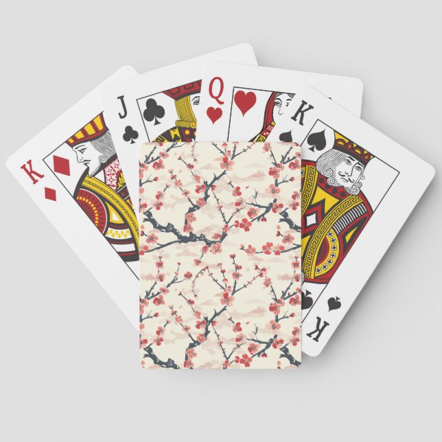 Elegant Cherry Blossom Seamless Pattern (5) Playing Cards (Back)