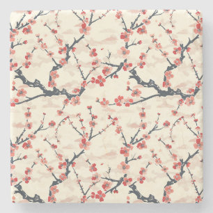 Elegant Cherry Blossom Seamless Pattern (5) Stone Coaster