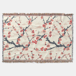 Elegant Cherry Blossom Seamless Pattern (5) Throw Blanket