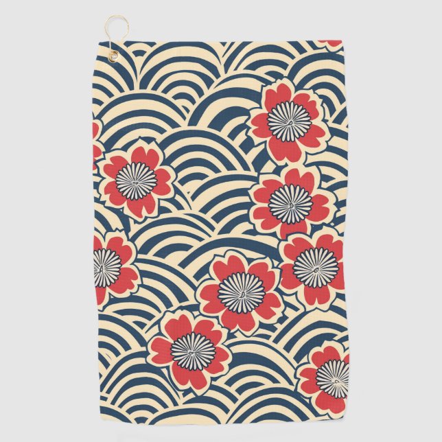 Elegant Cherry Blossom Seamless Pattern (8) Golf Towel (Front)