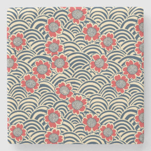 Elegant Cherry Blossom Seamless Pattern (8) Stone Coaster