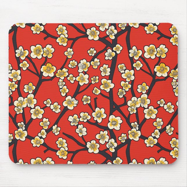 Elegant Cherry Blossom Seamless Pattern (9) Mouse Pad (Front)