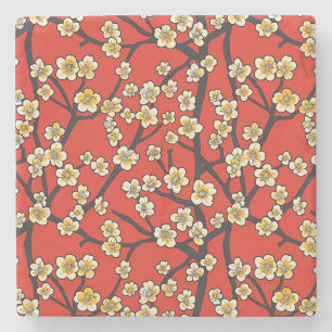 Elegant Cherry Blossom Seamless Pattern (9) Stone Coaster